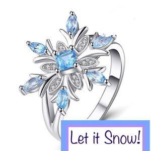 ❄️ SNOWFLAKE RING Light Blue Cubic Zirconia💎